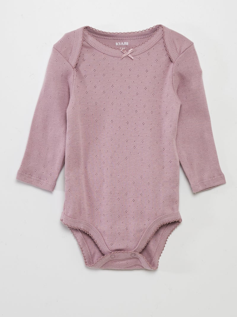 Body de manga larga con cuello americano  - Pack de 3 ROSA - Kiabi