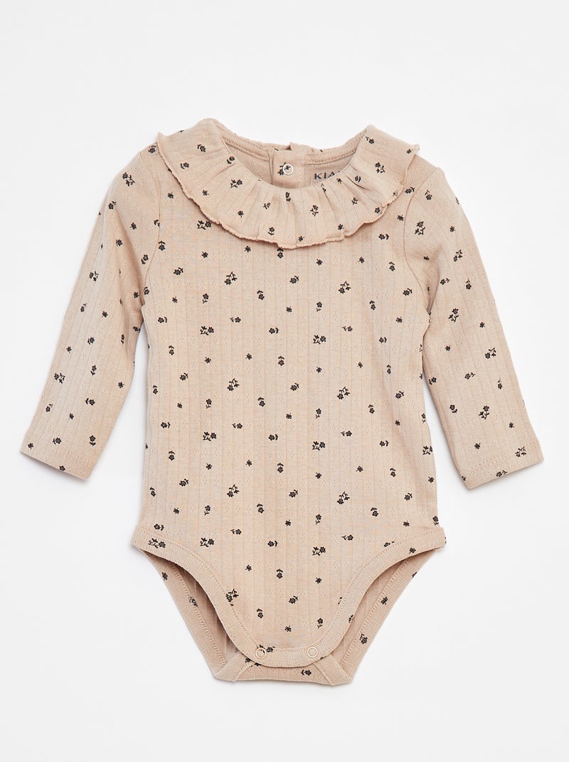 Body de manga larga con cuello Beige - Kiabi
