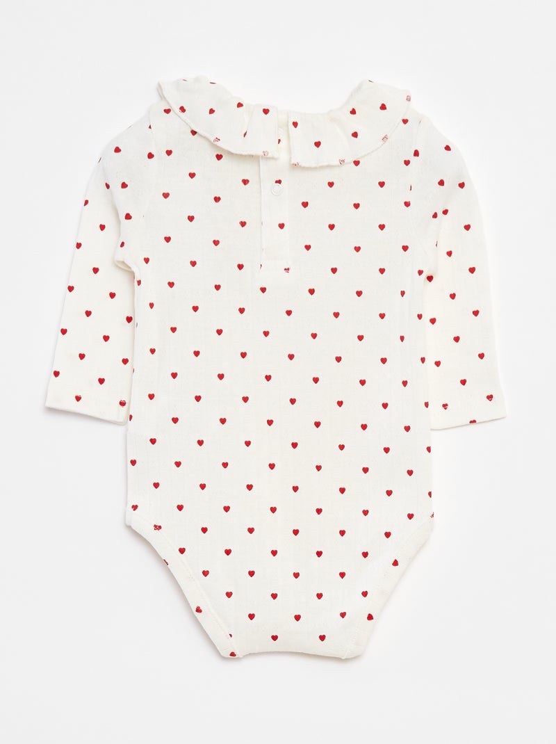 Body de manga larga con cuello Blanco - Kiabi