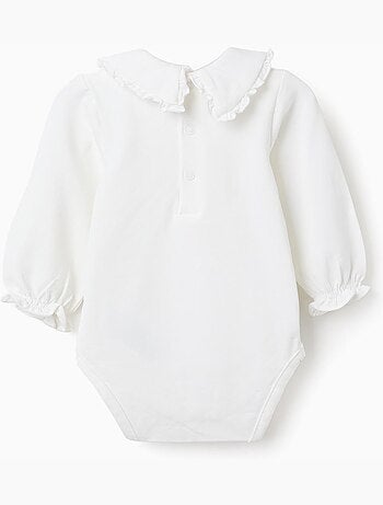 Body de manga larga con cuello con volantes