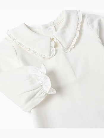 Body de manga larga con cuello con volantes