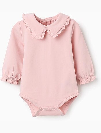 Body de manga larga con cuello con volantes