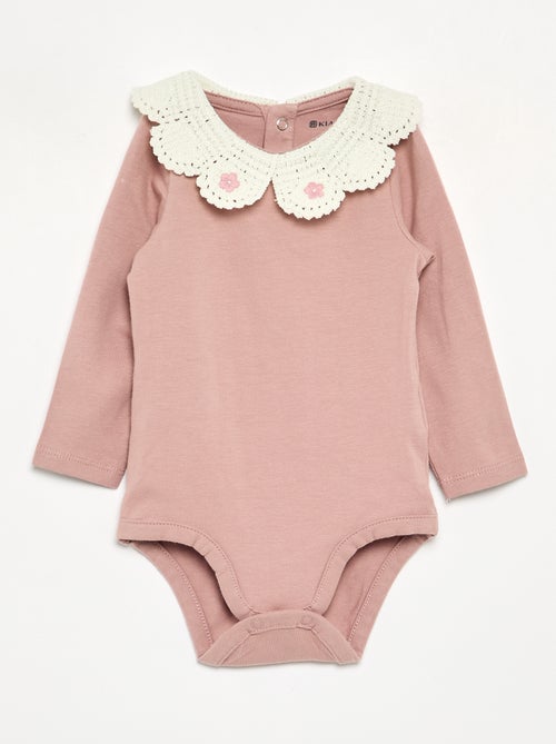 Body de manga larga con cuello de macramé - Kiabi