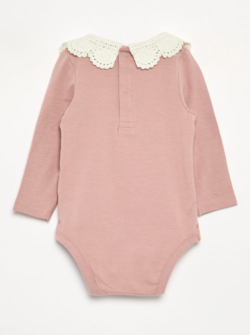 Body de manga larga con cuello de macramé - Kiabi