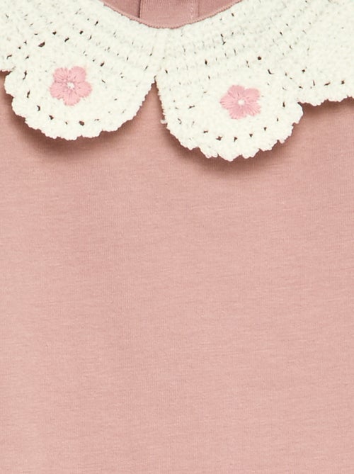 Body de manga larga con cuello de macramé - Kiabi