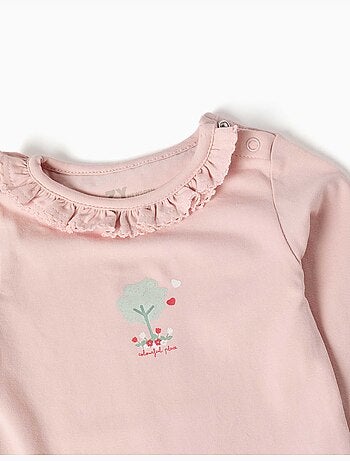Body de manga larga con estampado y volantes
