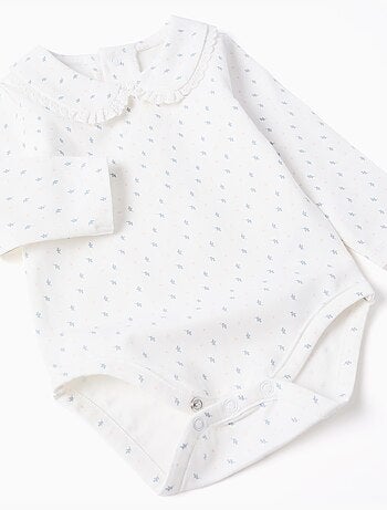 Body de manga larga con motivo de hojas