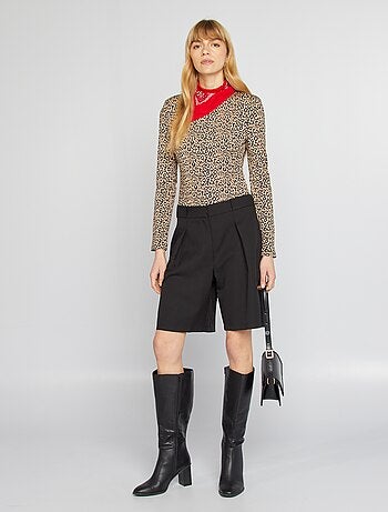 Body de manga larga con motivo de leopardo