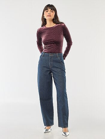 Body de manga larga con strass en terciopelo