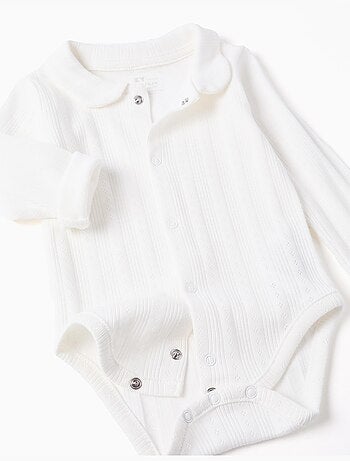 Body de manga larga de algodón acanalado