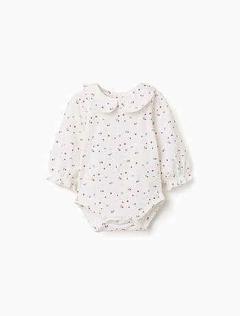Body de manga larga de algodón con estampado floral
