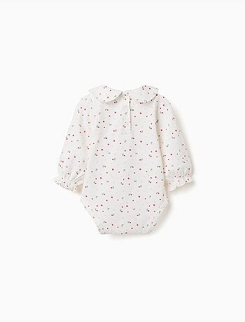 Body de manga larga de algodón con estampado floral