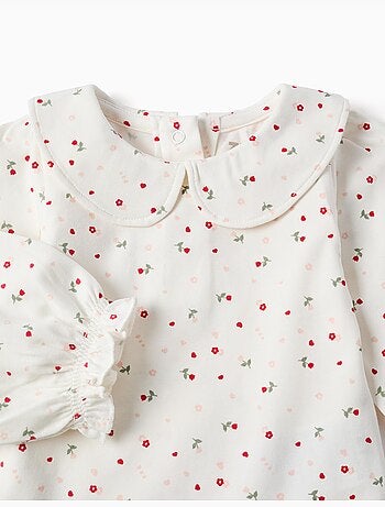 Body de manga larga de algodón con estampado floral