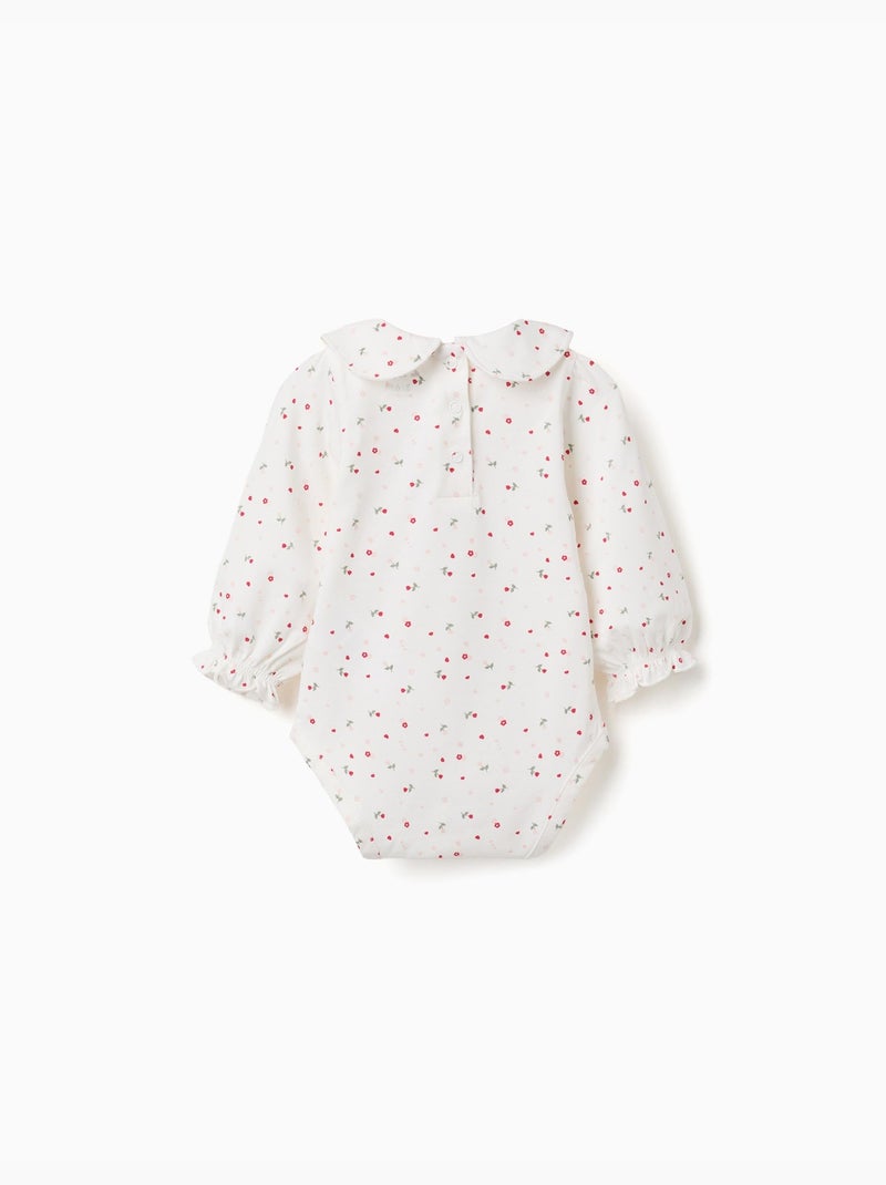 Body de manga larga de algodón con estampado floral Blanco - Kiabi