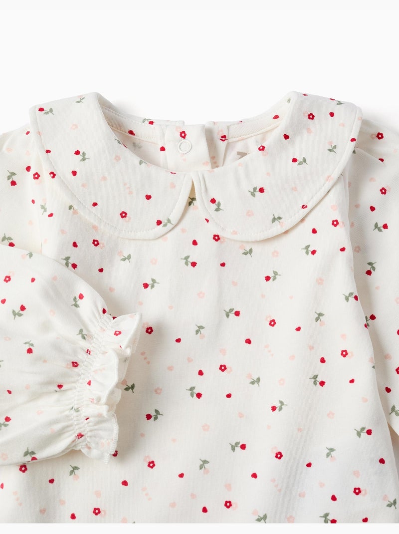 Body de manga larga de algodón con estampado floral Blanco - Kiabi