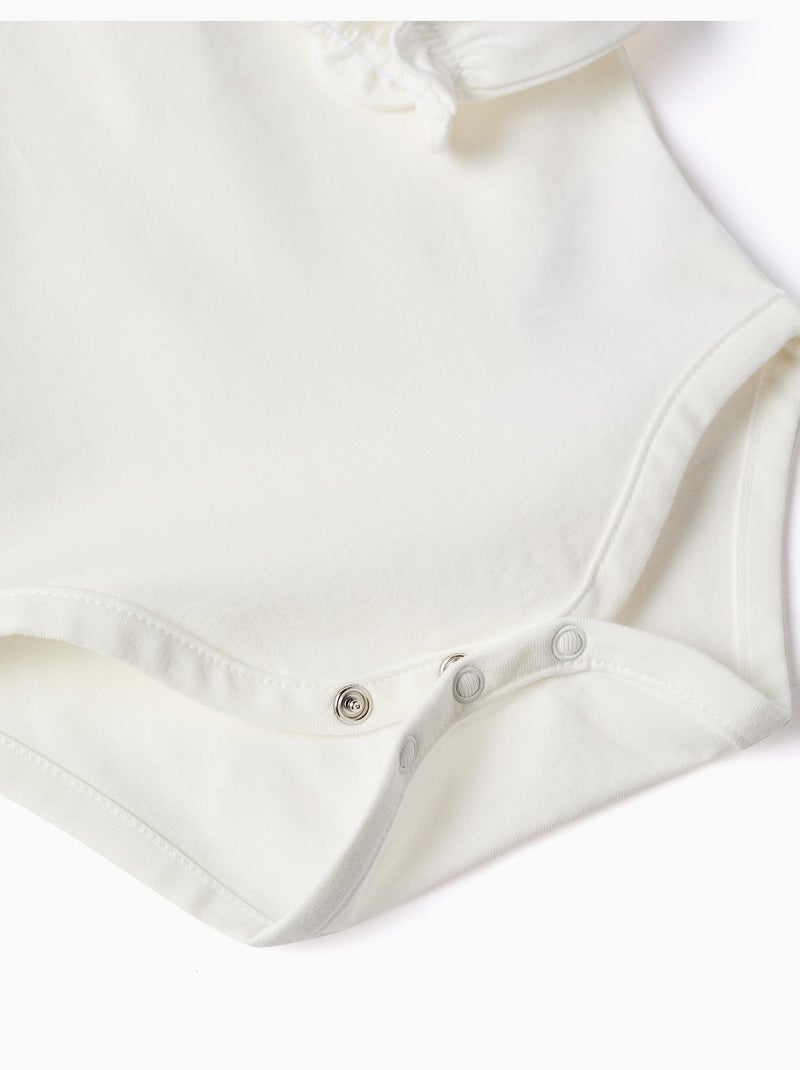 Body de manga larga de algodón con volantes Blanco - Kiabi