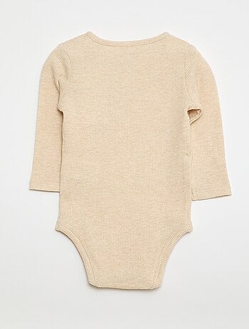 Body de manga larga de punto gofrado