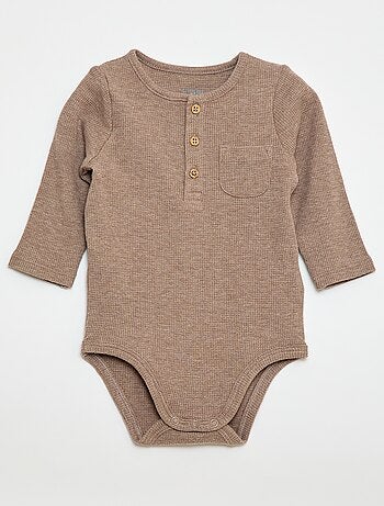 Body de manga larga de punto gofrado