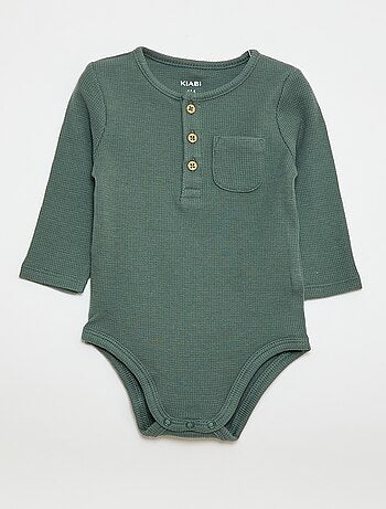 Body de manga larga de punto gofrado