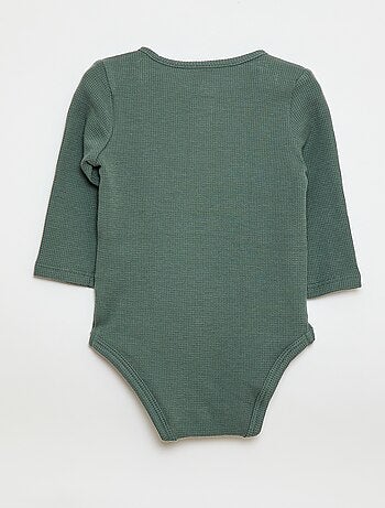 Body de manga larga de punto gofrado