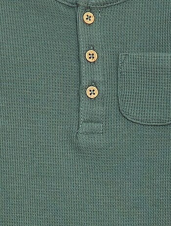 Body de manga larga de punto gofrado