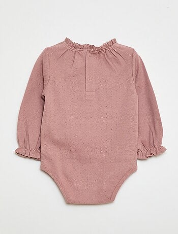 Body de manga larga en punto nido de abeja