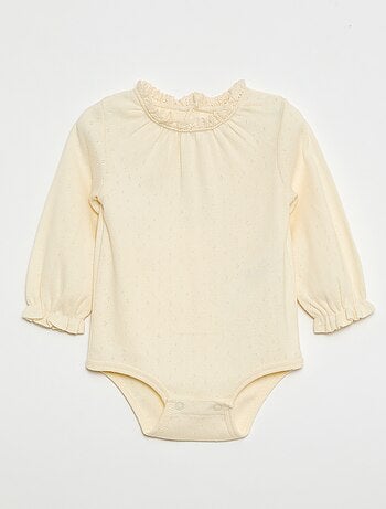 Body de manga larga en punto smock