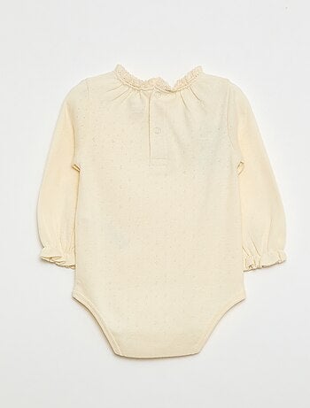 Body de manga larga en punto smock