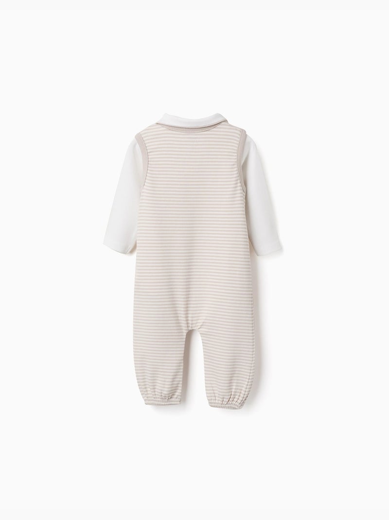 Body de manga larga + peto a rayas Blanco - Kiabi