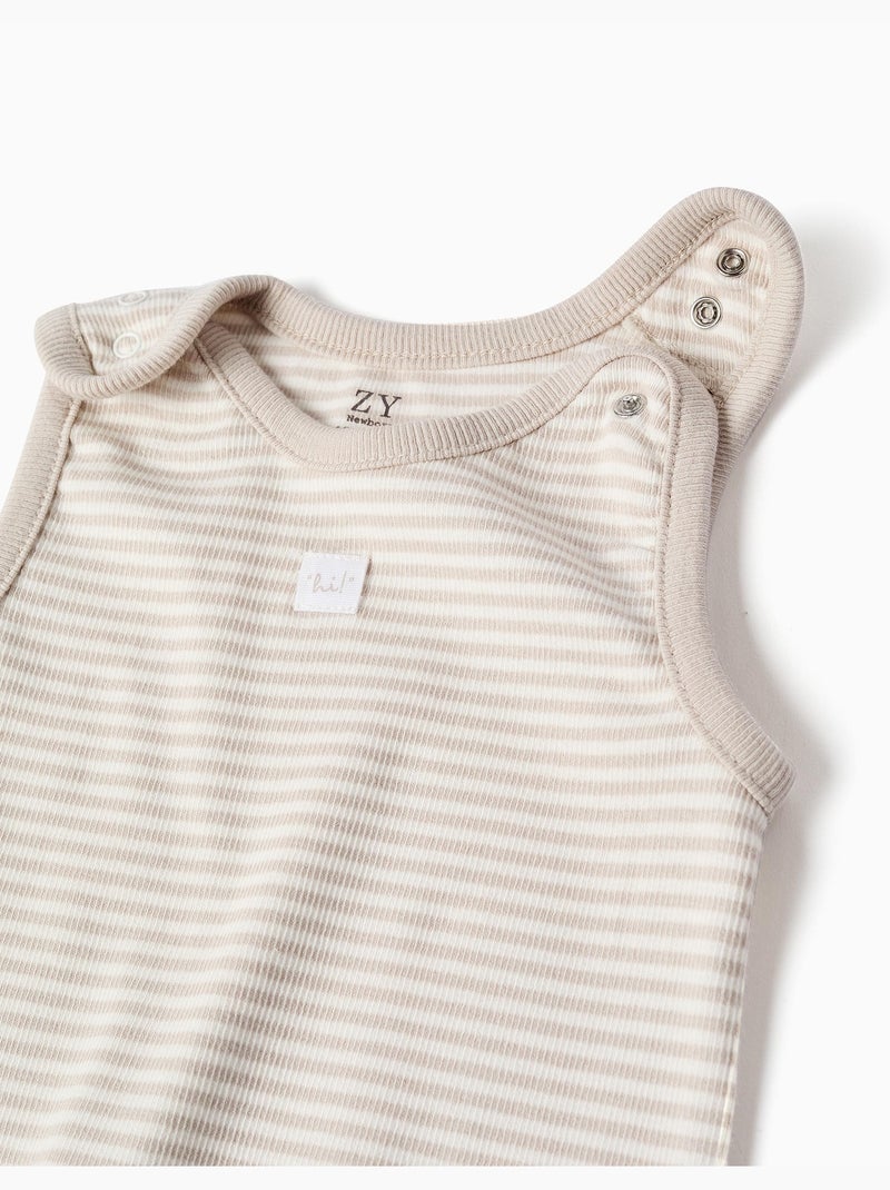 Body de manga larga + peto a rayas Blanco - Kiabi