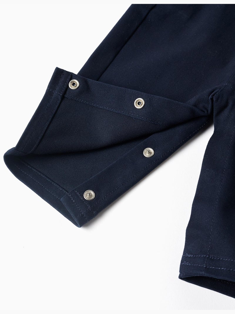 Body de manga larga + peto de sarga Azul oscuro - Kiabi
