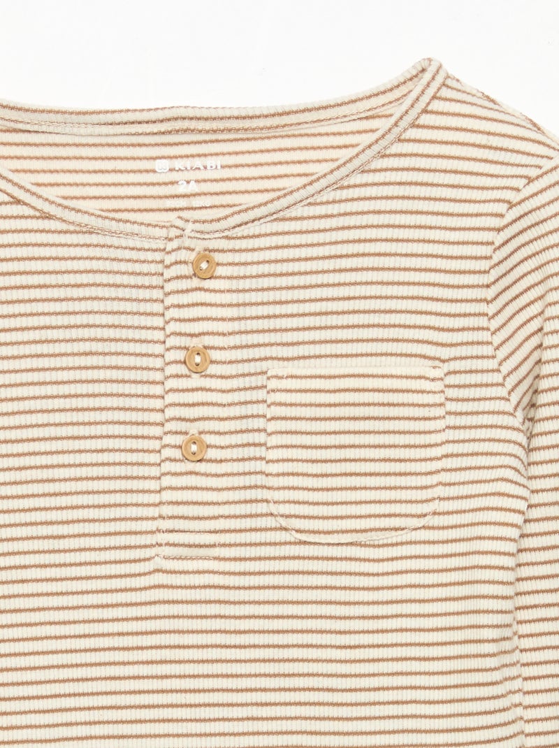 Body de manga larga y cuello abotonado Marron - Kiabi