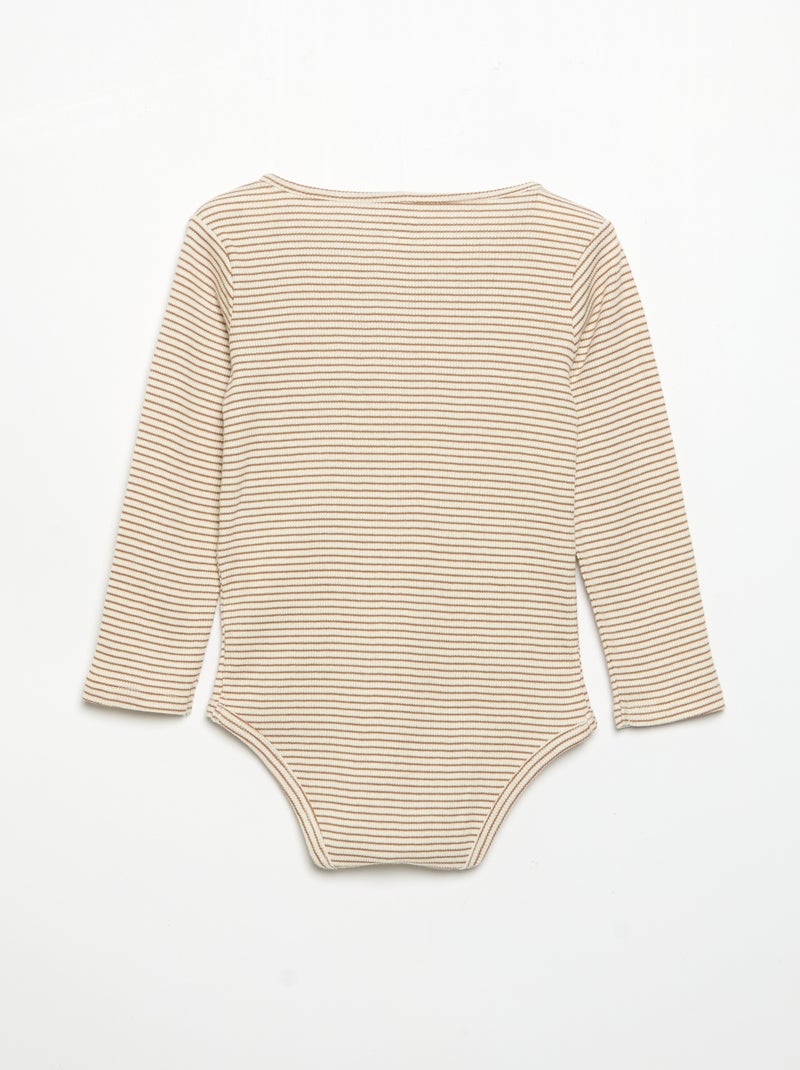 Body de manga larga y cuello abotonado Marron - Kiabi