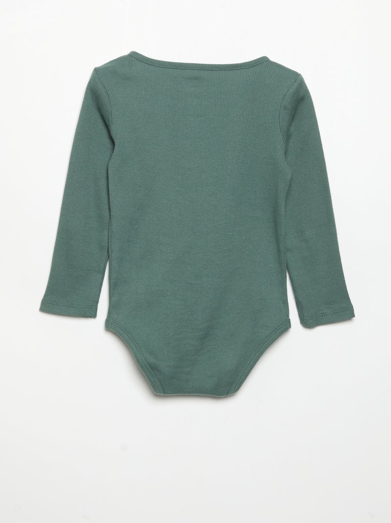 Body de manga larga y cuello abotonado Verde - Kiabi