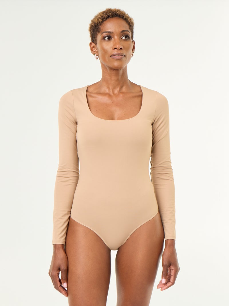 Body de manga larga y cuello redondo Beige - Kiabi