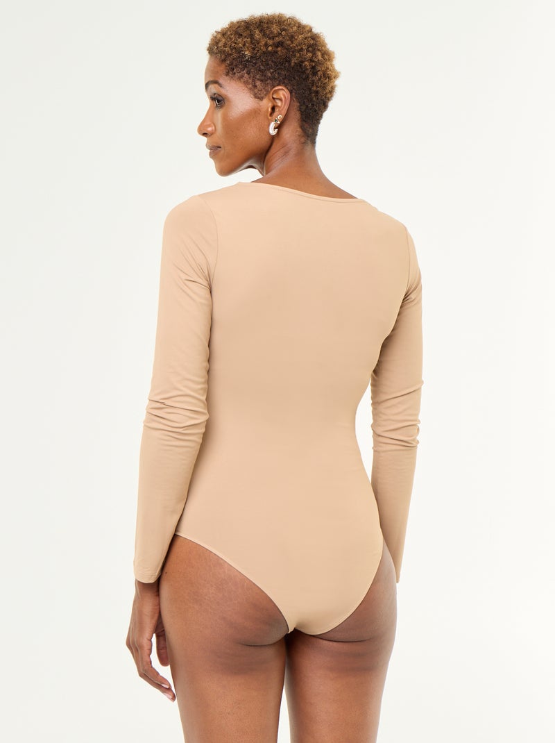 Body de manga larga y cuello redondo Beige - Kiabi