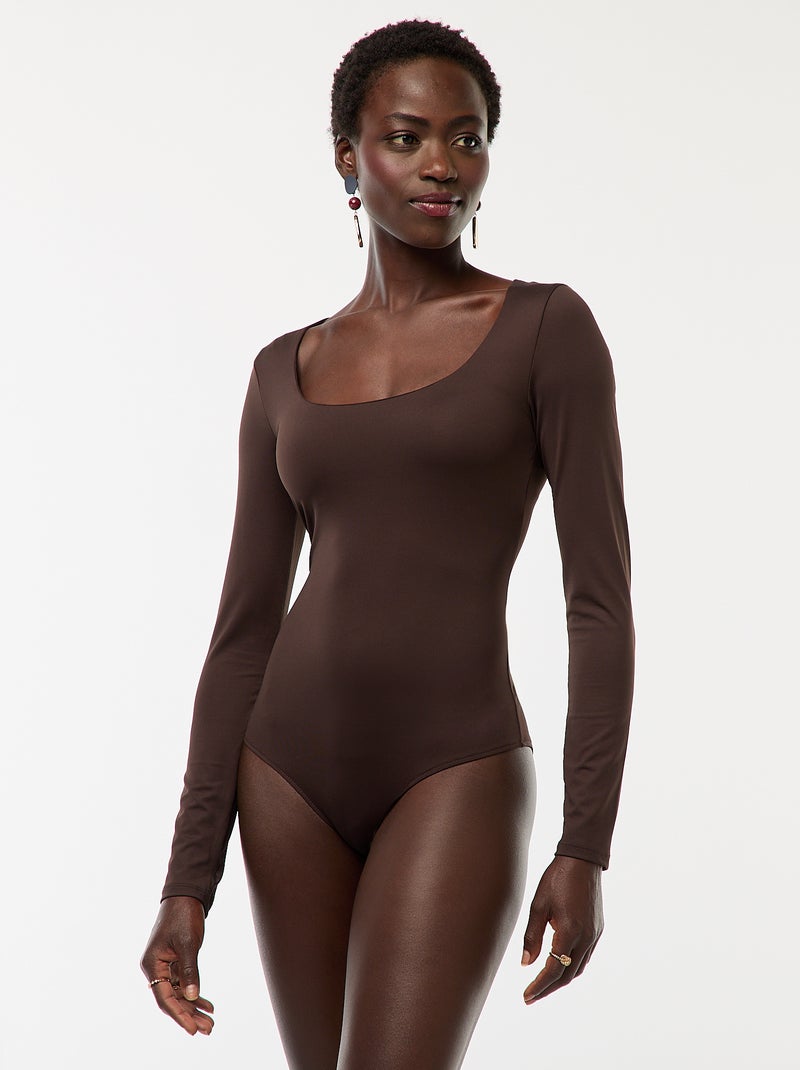 Body de manga larga y cuello redondo Marron - Kiabi