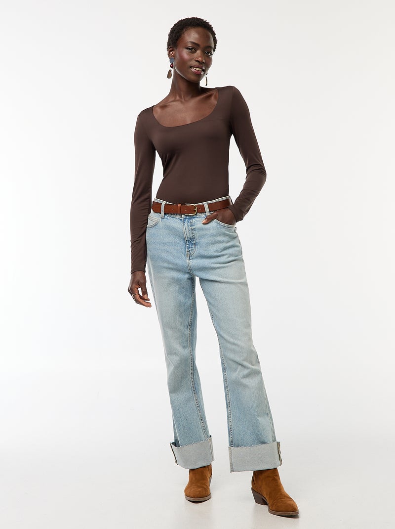 Body de manga larga y cuello redondo Marron - Kiabi