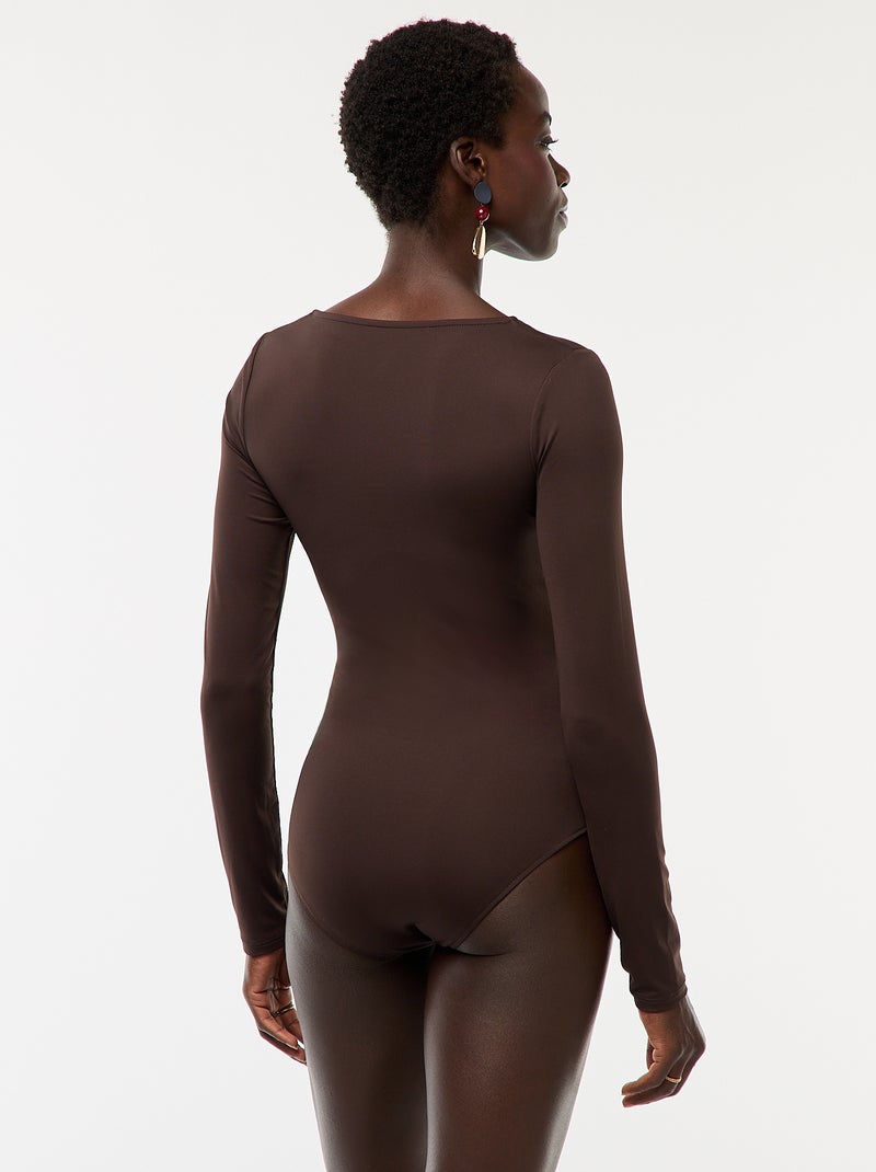 Body de manga larga y cuello redondo Marron - Kiabi