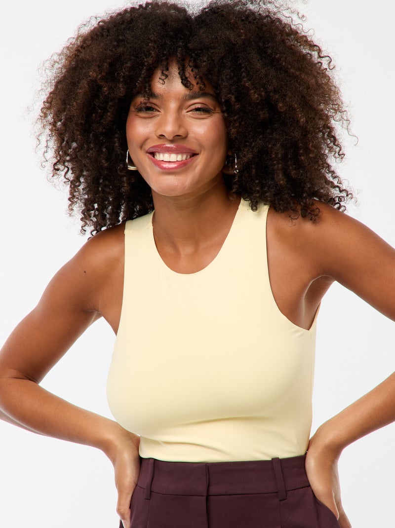 Body de microfibra con sisa americana Amarillo - Kiabi