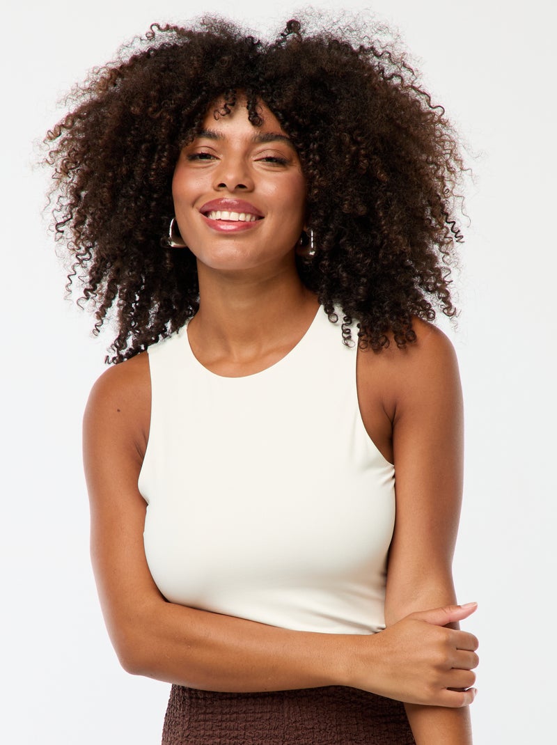 Body de microfibra con sisa americana blanco - Kiabi