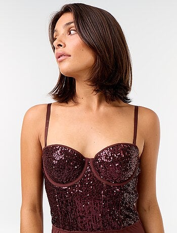 Body de microfibra y lentejuelas