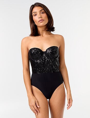 Body de microfibra y lentejuelas