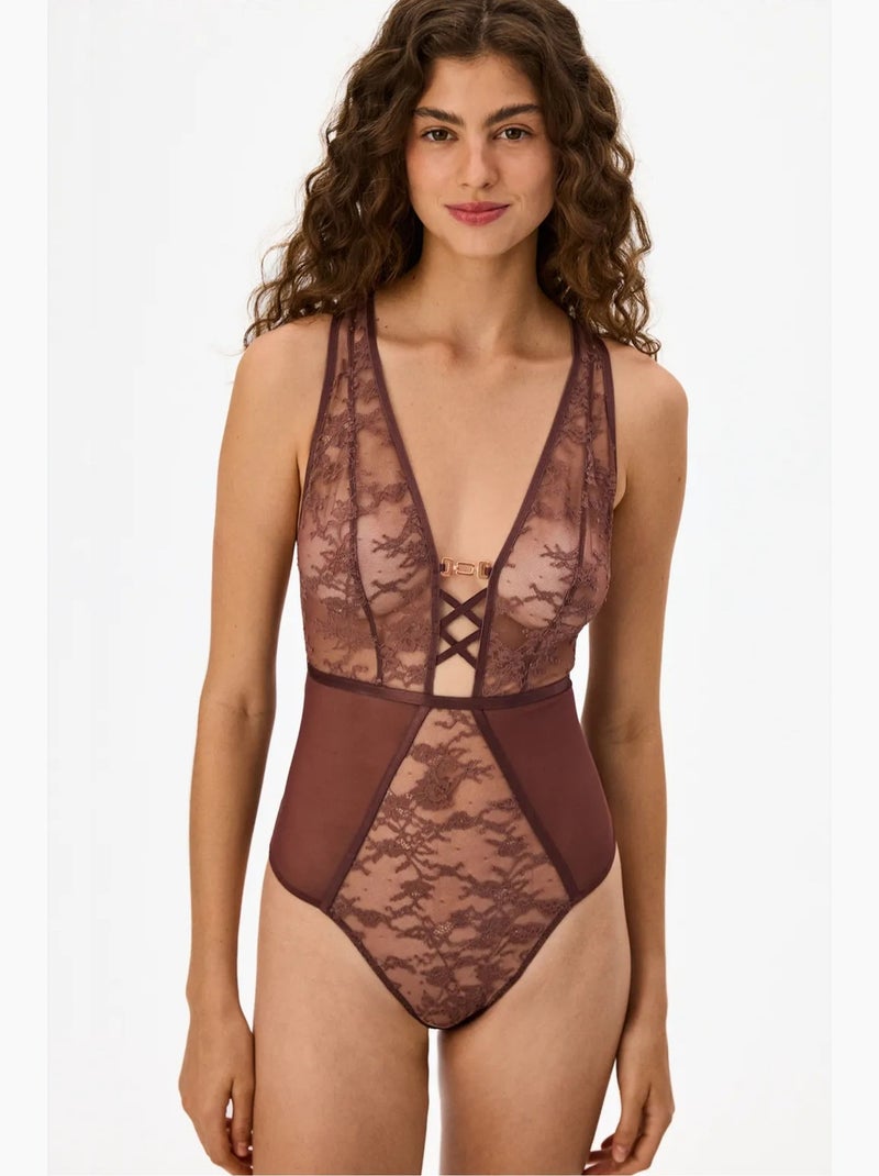 Body de mujer con tirantes penti Rojo burdeos - Kiabi