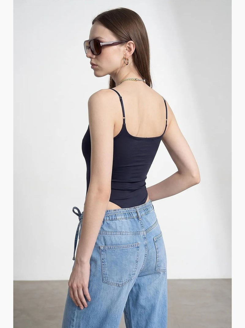 Body de nylon sin mangas con escote cuadrado dilvin Azul noche - Kiabi