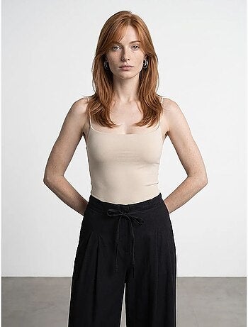 Body de nylon sin mangas con escote cuadrado dilvin