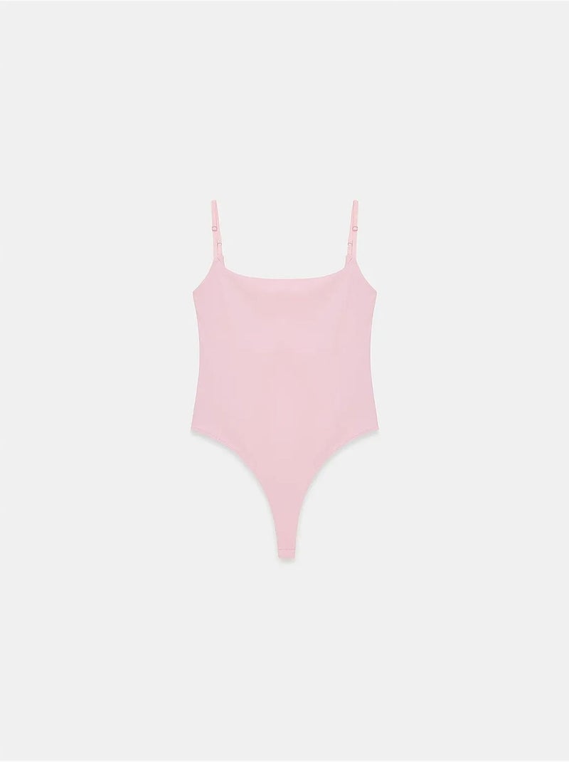 Body de nylon sin mangas con escote cuadrado dilvin Rosa almendra - Kiabi