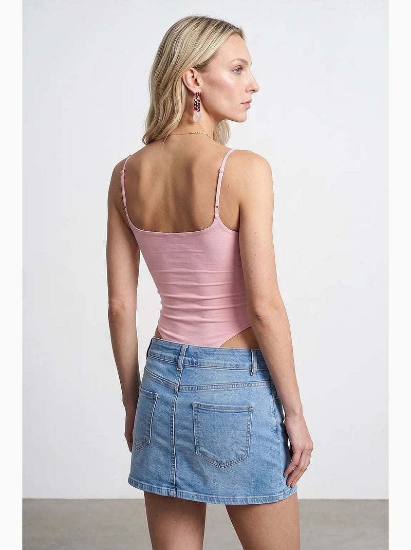 Body de nylon sin mangas con escote cuadrado dilvin Rosa almendra - Kiabi