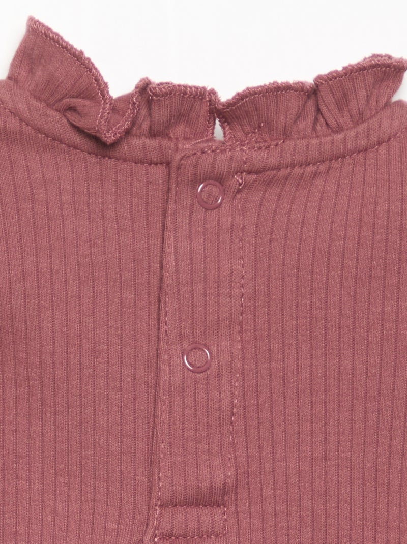 Body de punto acanalado y cuello de fantasía Rosa - Kiabi