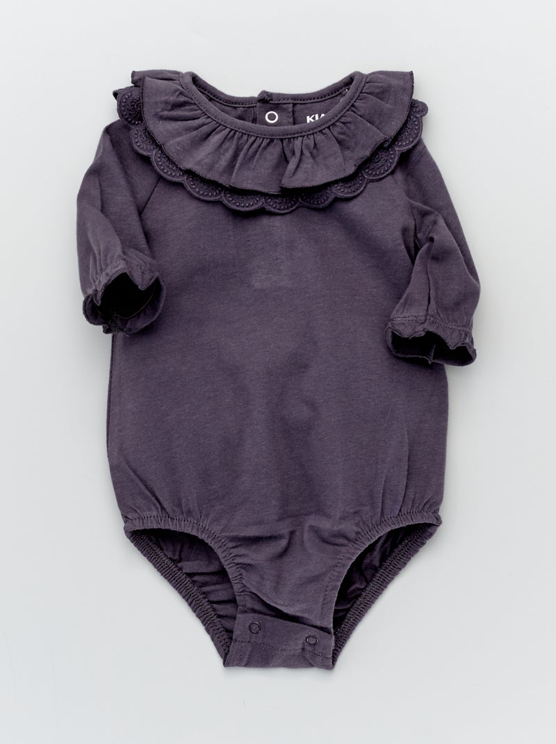 Body de punto con cuello de fantasía gris antracita - Kiabi